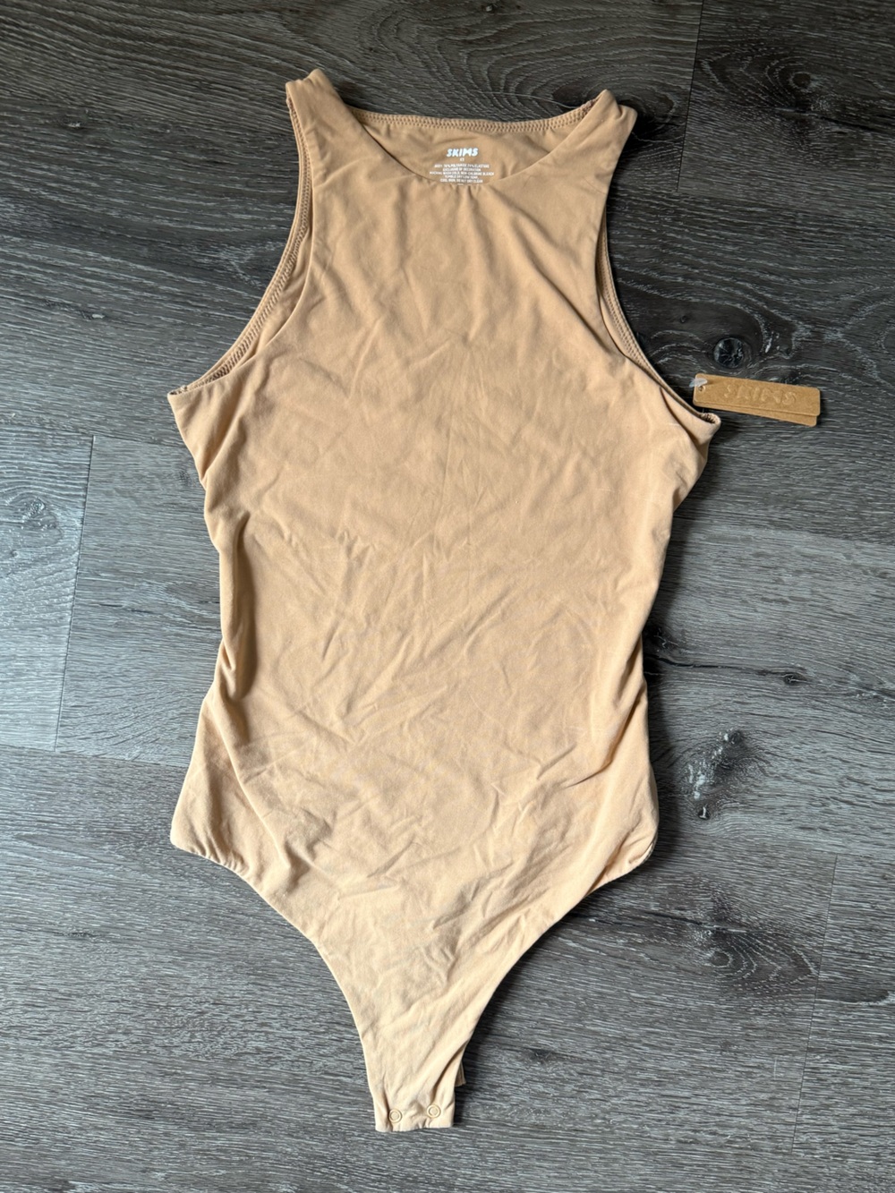 SKIMS Tan Ribbed One-Piece Bodysuit